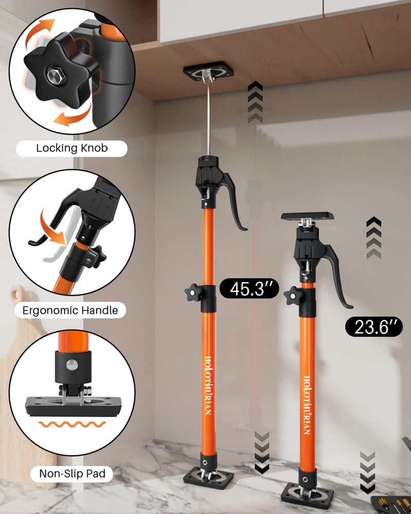 Holothurian Cabinet Jack Support Pole,23.6-45.3 inches Third Hand Tools Adjustable Support Pole, 3rd Hand Support System for Upper Cabinet Installation, 200 LB Capacity, 2-Pack - Image 3